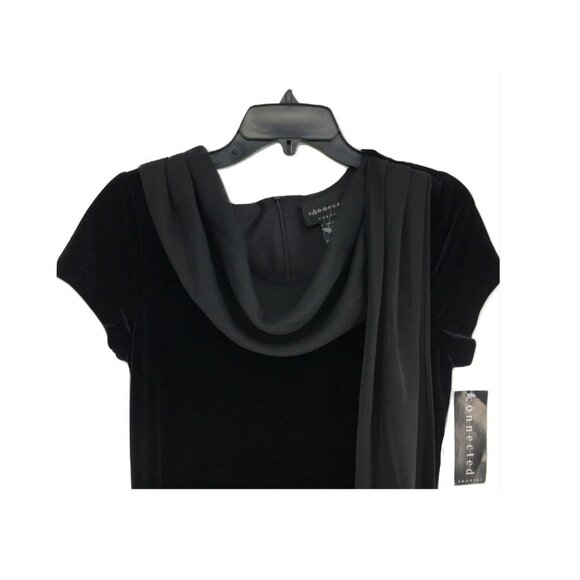 Connected Maxi Dress Size 8 Velvet/Velour Cap Sleeve Cowl Neck Chiffon Scarf New - Picture 2 of 3